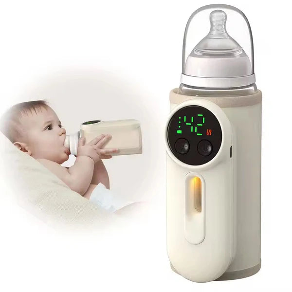 Rechargeable Portable Baby Milk Bottle Warmer with Digital Temperature Display (37–55°C)