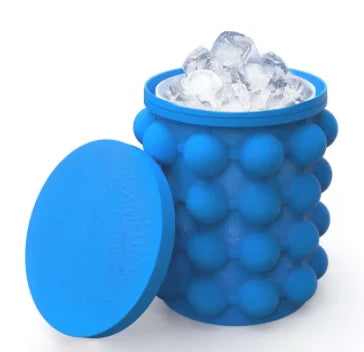 Silicone Ice Cube Genie Bucket – Easy Press Ice Maker with Storage Container