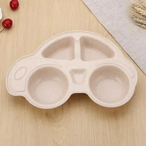 Cute Car Shaped Wheat Straw Tableware for Baby Kids Dishes Children Plates Hommart