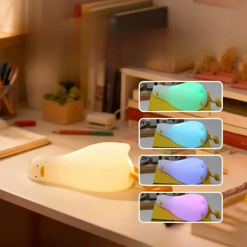 LED Duck Night Light Rechargeable Touch Silicone Cartoon Clap Hommart