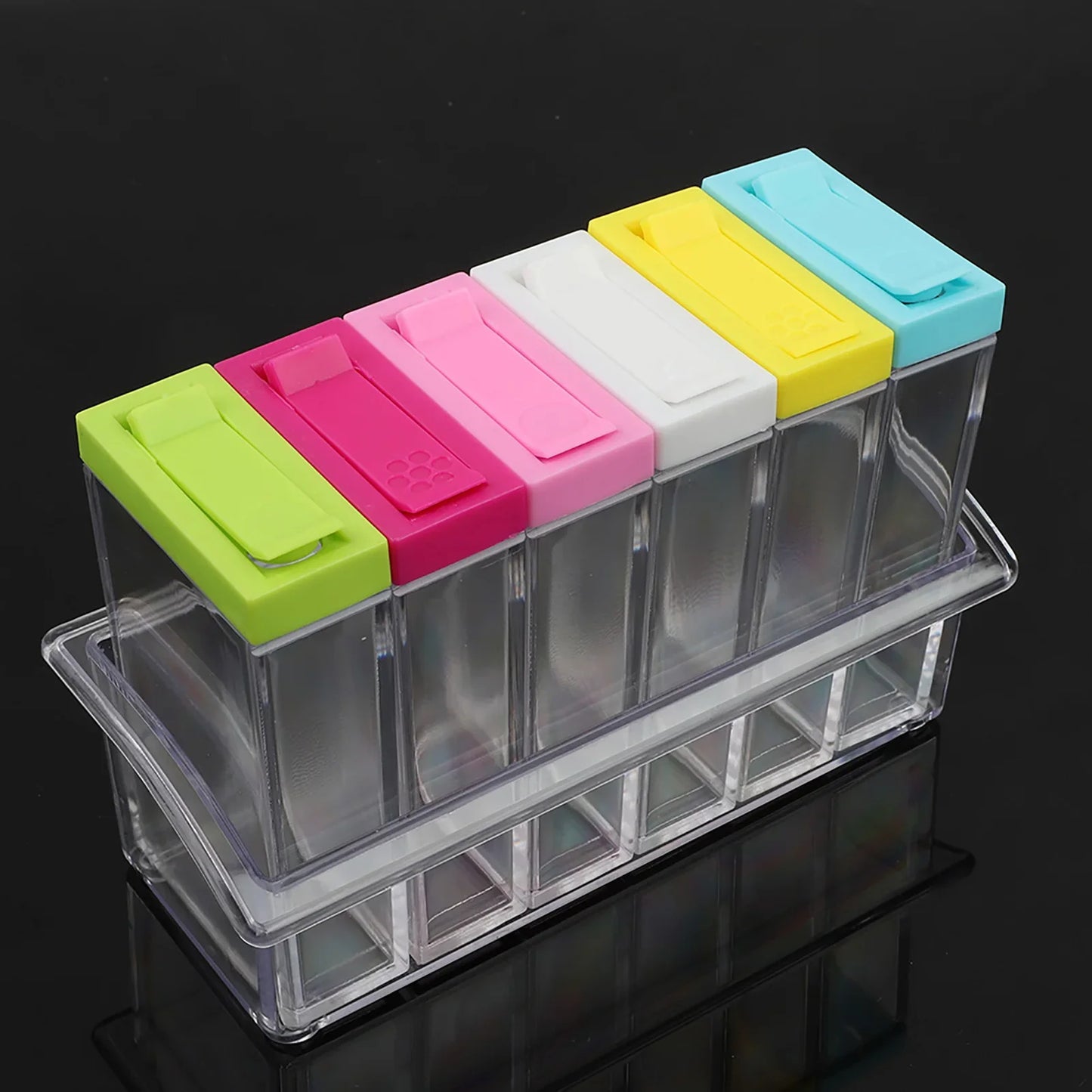 Household Transparent Plastic Seasoning Bottles Jars 6 Boxes Set