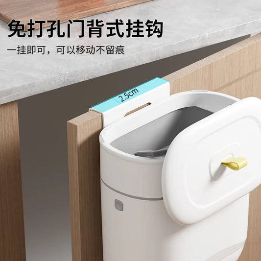 Hanging Trash Can Kitchen Sink Cabinet Door Wall Mounted Bins basket Bathroom Narrow Wastebasket Recycling Garbage Bin with lid