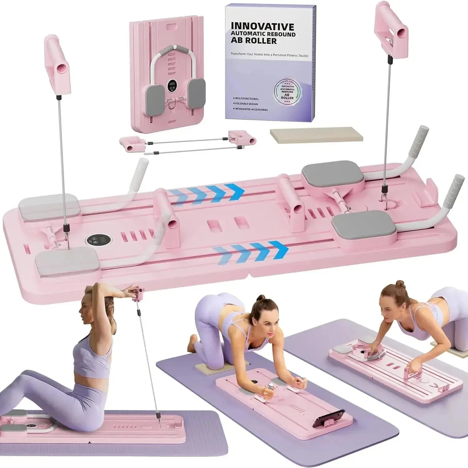 SNK Fitness 20 in 1 Multi-Purpose Full Body Workout Board | Automatic Rebound Ab Roller | Full Body Home Gym System Homemart