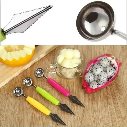 Stainless Steel Fruit Digger Cut Watermelon Artifact Ball Ice Cream Round Spoon Carving Knife Hommart
