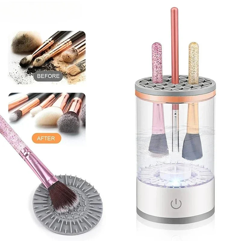 3 In 1 USB Plug Portable Electric Makeup Brush Cleaner with Rubber Makeup Machine