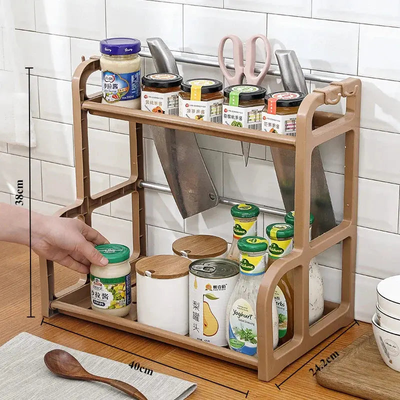 Kitchen Organizer Shelf Double-Deck Household Plastic Portable Small Size Storages Rack Hommart