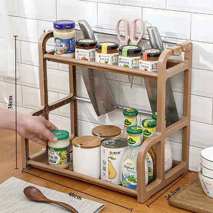 Kitchen Organizer Shelf Double-Deck Household Plastic Portable Small Size Storages Rack Hommart