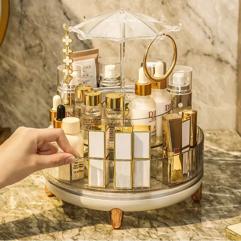 New Transparent Makeup Organizers with 360 Degree Rotation Storage Shelf Homemart
