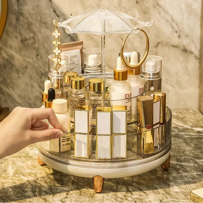 New Transparent Makeup Organizers with 360 Degree Rotation Storage Shelf Homemart