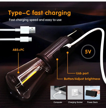 LED Camping Light Type-C USB Rechargeable Waterproof 400mAh 100LM Tent Light Hommart