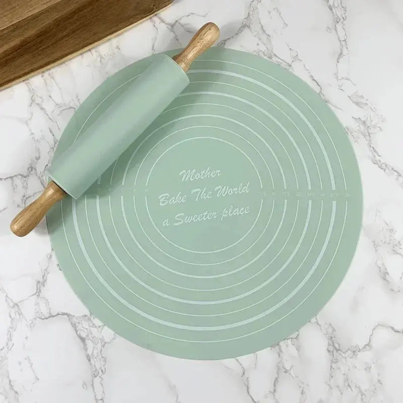 Baking Silicone Rolling Pin Set Silicone Kneading Mat Food Grade Non-Stick Dough Mat Hommart