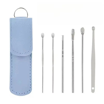 Effective 6Pcs Earwax Cleaning Tool with Spiral Earpick and Ear Curette Homemart