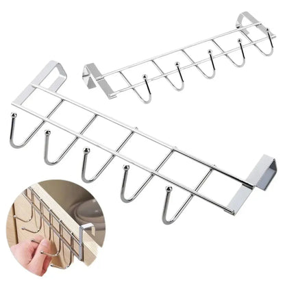 Stainless Multifunctional Towel Hanger Steel Door Hook Punch Free Storage Holder Hommart