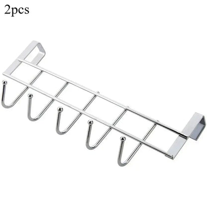 Stainless Multifunctional Towel Hanger Steel Door Hook Punch Free Storage Holder Hommart