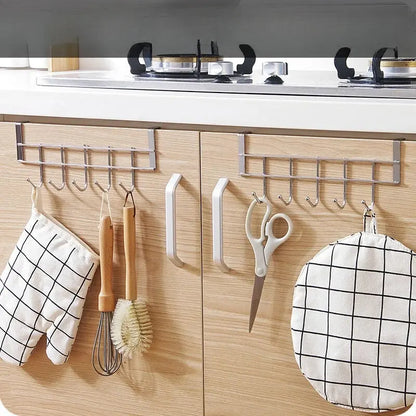Stainless Multifunctional Towel Hanger Steel Door Hook Punch Free Storage Holder Hommart