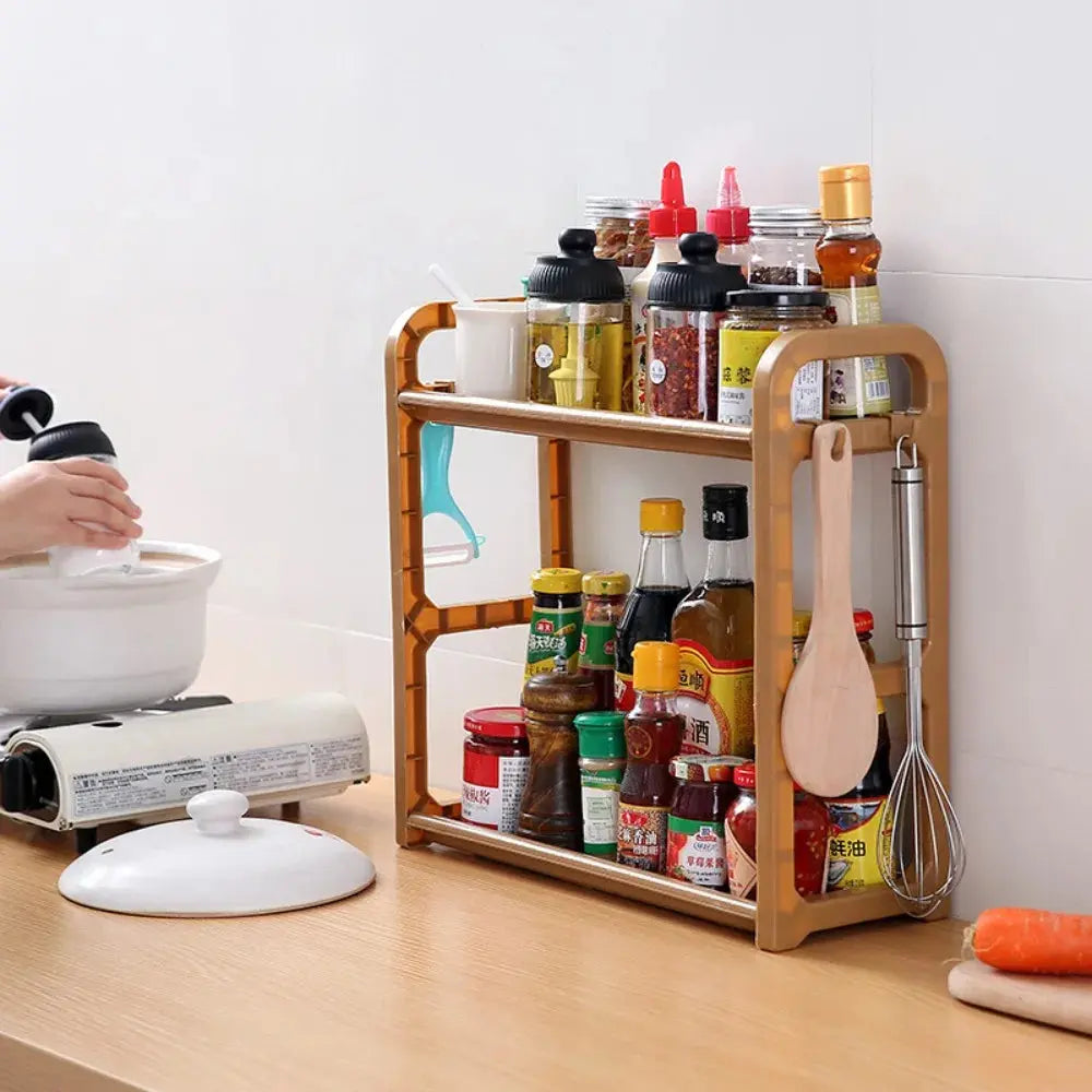 Kitchen Organizer Shelf Double-Deck Household Plastic Portable Small Size Storages Rack Hommart