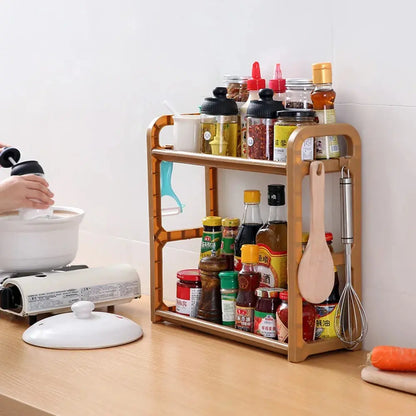 Kitchen Organizer Shelf Double-Deck Household Plastic Portable Small Size Storages Rack Hommart