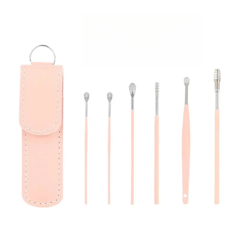 Effective 6Pcs Earwax Cleaning Tool with Spiral Earpick and Ear Curette Homemart