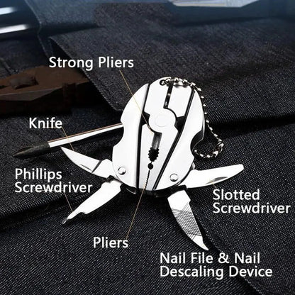 Stainless Steel Multi-Tool Pliers, Folding with Knife & Screwdriver, Portable Keychain Hommart