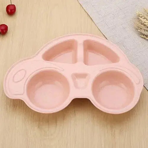 Cute Car Shaped Wheat Straw Tableware for Baby Kids Dishes Children Plates Hommart
