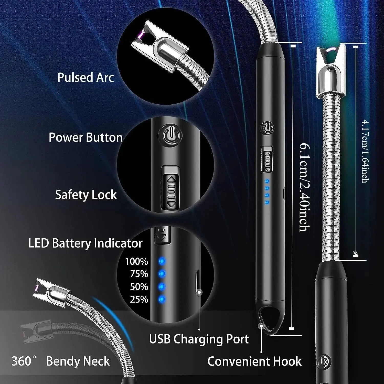 Rechargeable Electric Lighters, TYPE-C Plasma Arc Kitchen Lighter, Hommart