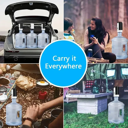 USB Rechargeable Electric Water Bottle Pump Automatic Drinking Water Dispenser with Power Switch Hommart