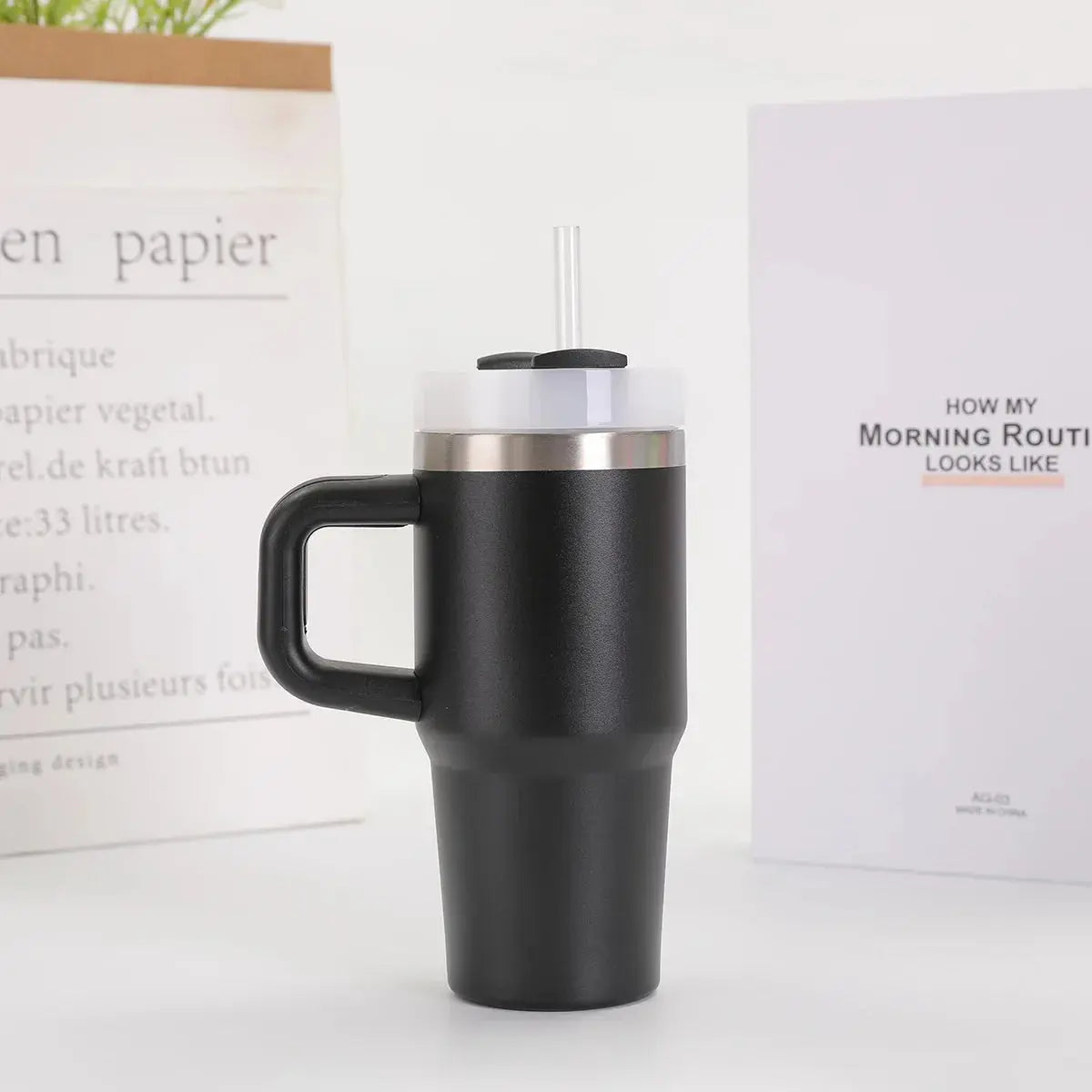 Car Mug with Handle Double-layer Vacuum Coffee Cup Portable Sport Water Bottle Hommart