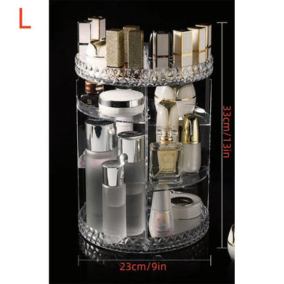 Cosmetic Organiser, 360 degree rotatable adjustable cosmetic storage display case