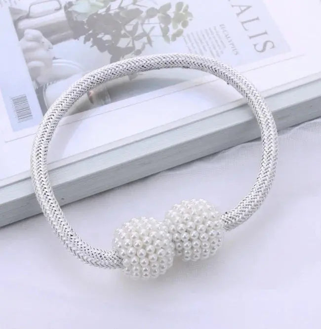 2PCS Pearl Magnetic Curtain Clip Curtain Holders Tie Back Buckle Clips Hanging Ball Hommart