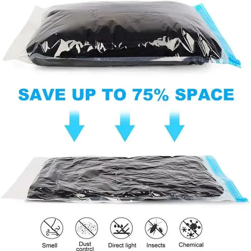 5 Pack Vacuum Compression Bags for Travel-Reusable Space Saving Storage Hommart