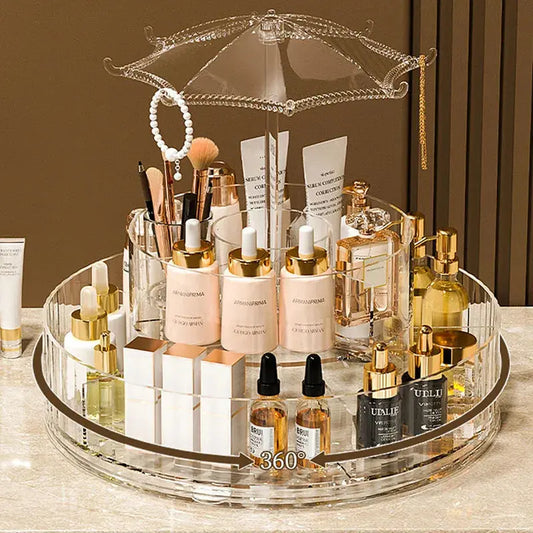 New Transparent Makeup Organizers with 360 Degree Rotation Storage Shelf Homemart