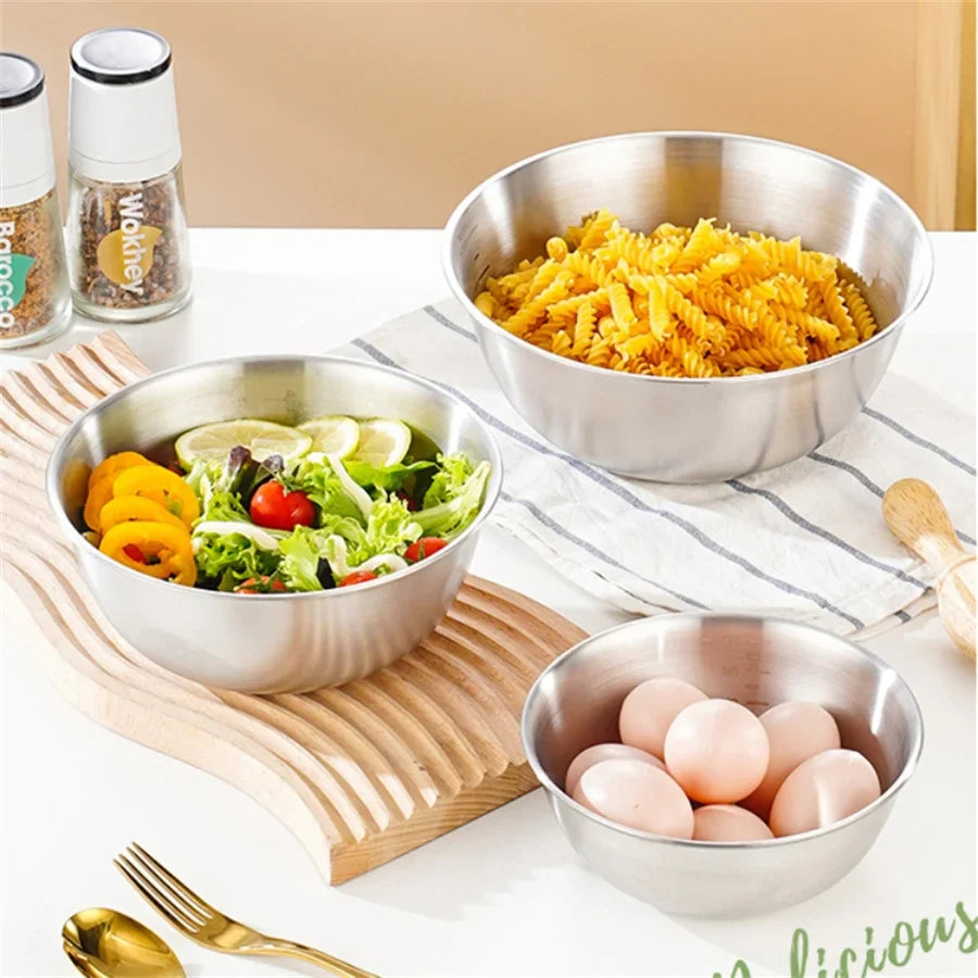 Stainless Steel Gold And Silver Salad Bowl Rice Noodles Lamian Noodles Bowl