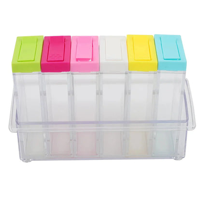 Household Transparent Plastic Seasoning Bottles Jars 6 Boxes Set Hommart