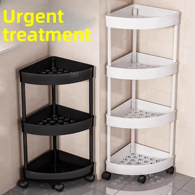 Bathroom Corner Storage Rack Triangle Plastic Stand Three Layers Floor-Mounted Toilet Organizer Hommart