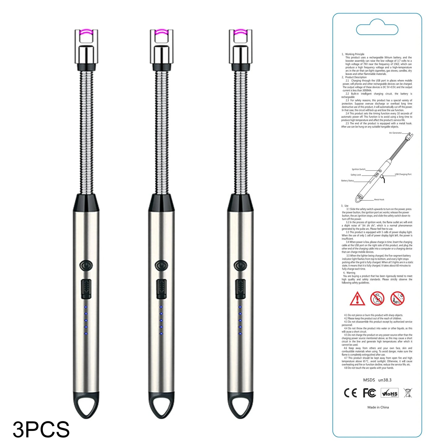 Rechargeable Electric Lighters, TYPE-C Plasma Arc Kitchen Lighter, Hommart