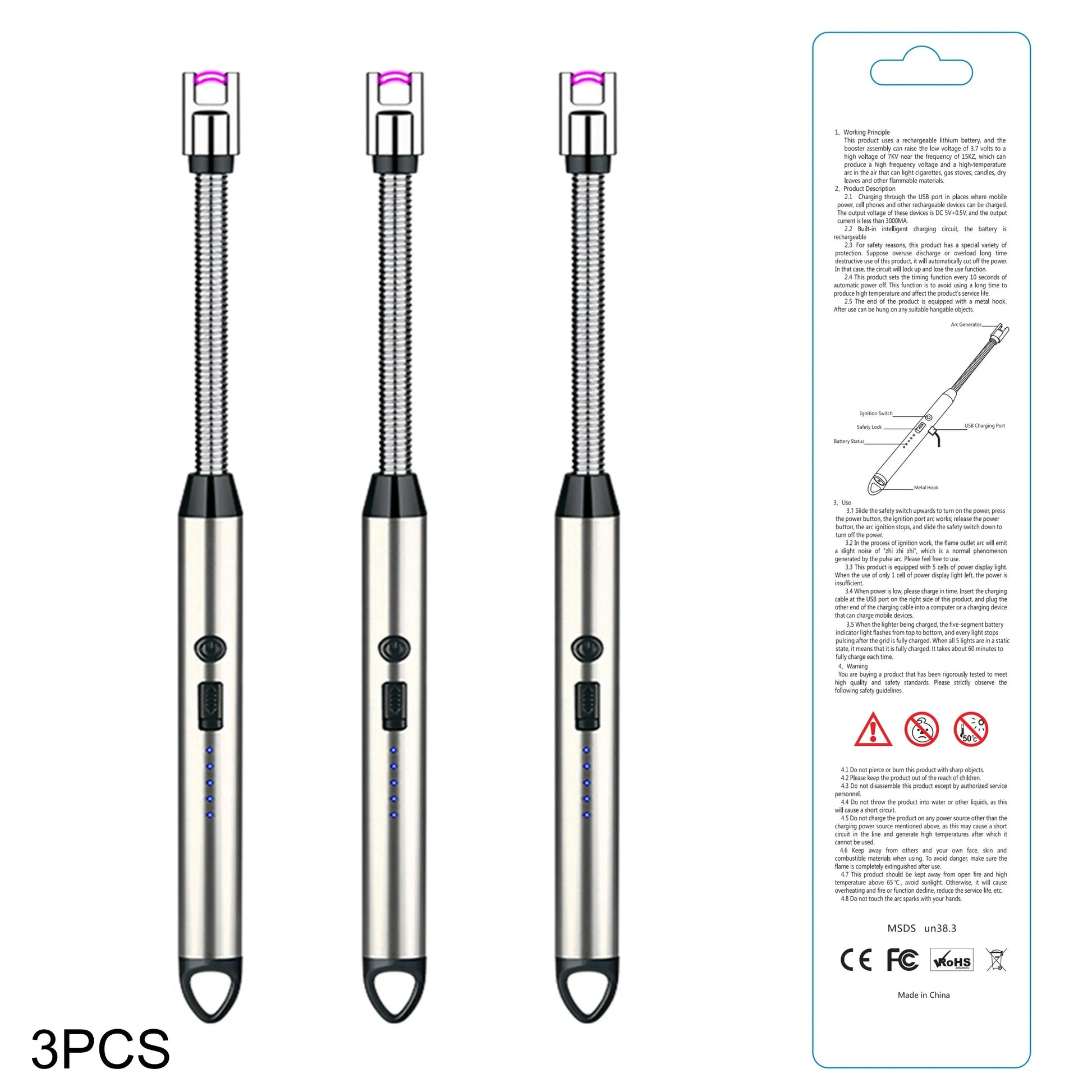 Rechargeable Electric Lighters, TYPE-C Plasma Arc Kitchen Lighter, Hommart