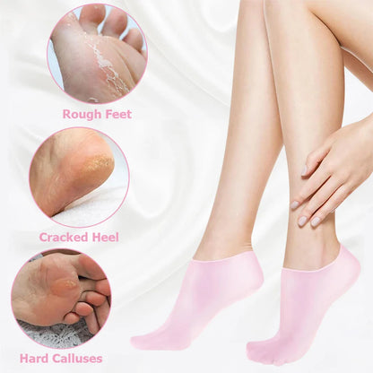 2 Pack Moisturizing Silicone Gel Socks for Dry Cracked Feet