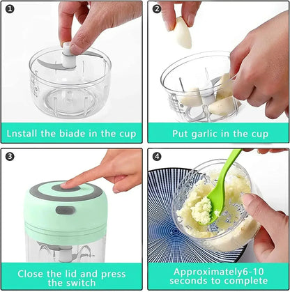 Electric Mini Garlic Chopper, 250ML Food Chopper Garlic Mincer USB, Hommart