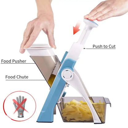 5 In 1 Vegetable Cutter Strip Cutter Adjustable Thickness Multi-Function Vegetable Cutter Safe Kitchen Accessories Gadget Hommart
