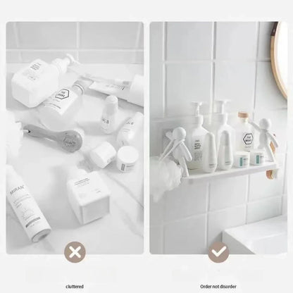 Creative Bathroom Storage Shelves Cute White Doll Villain Shelves Shelf Self-adhesive Sticker