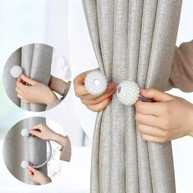2PCS Pearl Magnetic Curtain Clip Curtain Holders Tie Back Buckle Clips Hanging Ball Hommart