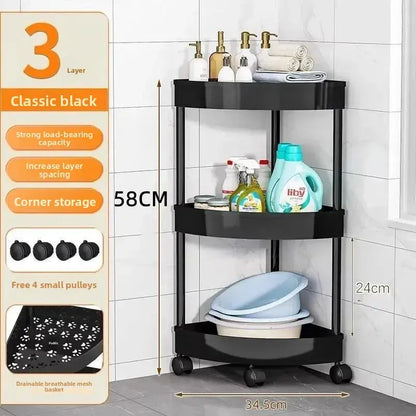 Bathroom Corner Storage Rack Triangle Plastic Stand Three Layers Floor-Mounted Toilet Organizer Hommart