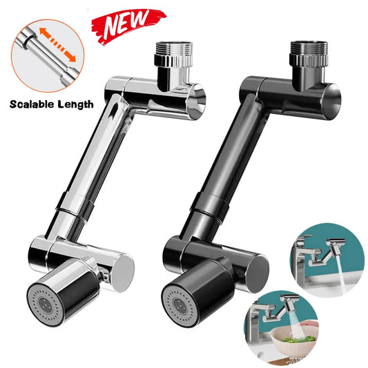 1440° Rotatable Scalable Metal Faucet Bathroom Tap Splash-proof Bubbler Kitchen Faucet