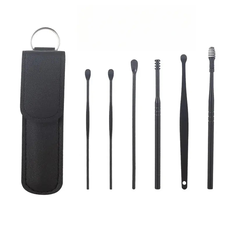Effective 6Pcs Earwax Cleaning Tool with Spiral Earpick and Ear Curette Homemart