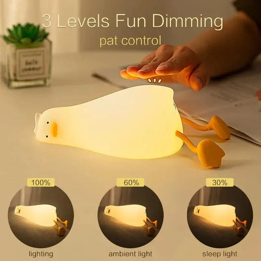 LED Duck Night Light Rechargeable Touch Silicone Cartoon Clap Hommart