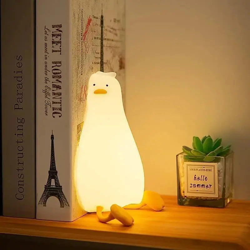 LED Duck Night Light Rechargeable Touch Silicone Cartoon Clap Hommart