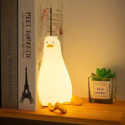 LED Duck Night Light Rechargeable Touch Silicone Cartoon Clap Hommart
