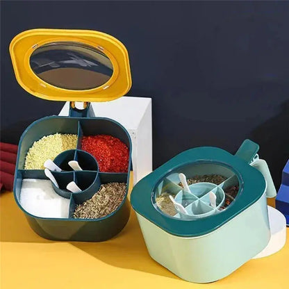 1 Set Large Capacity Sealing Seasoning Box with Handle Spoons 4 In 1 Hommart