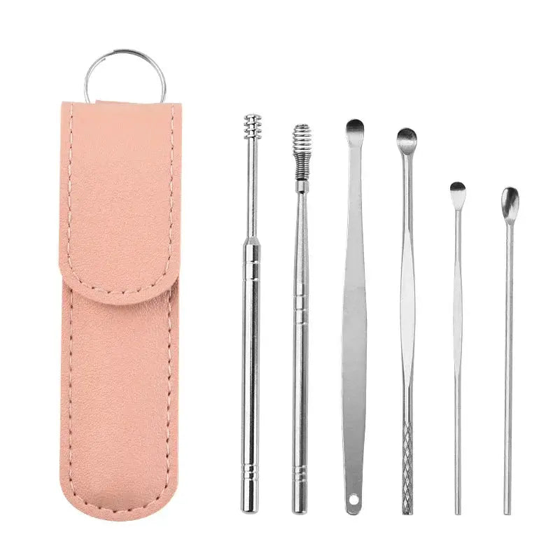 Effective 6Pcs Earwax Cleaning Tool with Spiral Earpick and Ear Curette Homemart