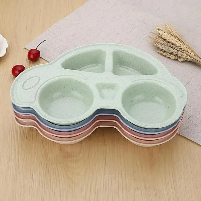 Cute Car Shaped Wheat Straw Tableware for Baby Kids Dishes Children Plates Hommart
